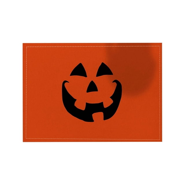 Napperon Joyeux Halloween Cuisine Salle à Manger Table Mariage Fête Souper des Fêtes Polyester Napperon de Table Orange Noir Style Ferme Napperons Résistants à la Chaleur Lavables