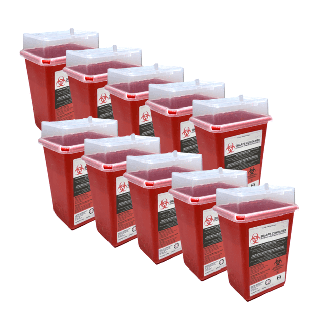 Sharps Container for Professional and Home Use - 1 Quart / 946mL Small Size Tall Sharp Container Needle Disposal Containers for Needles Pack of 10