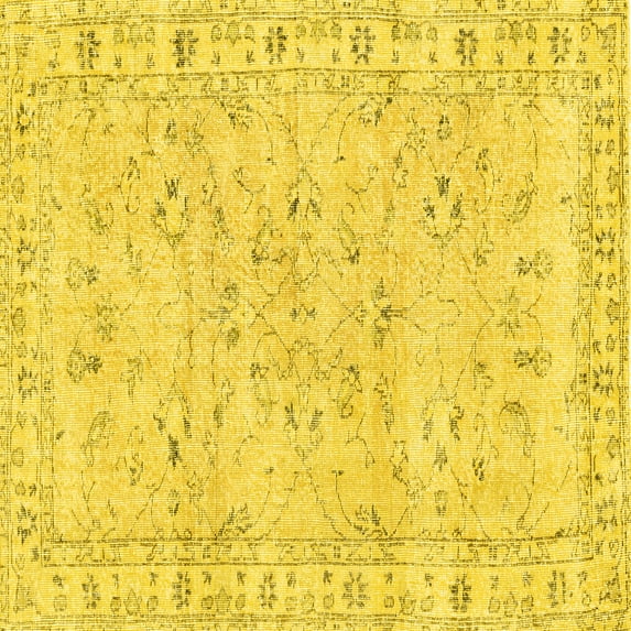 Ahgly Company Machine Washable Indoor Square Persian Yellow Traditional Area Rugs, 3' Square
