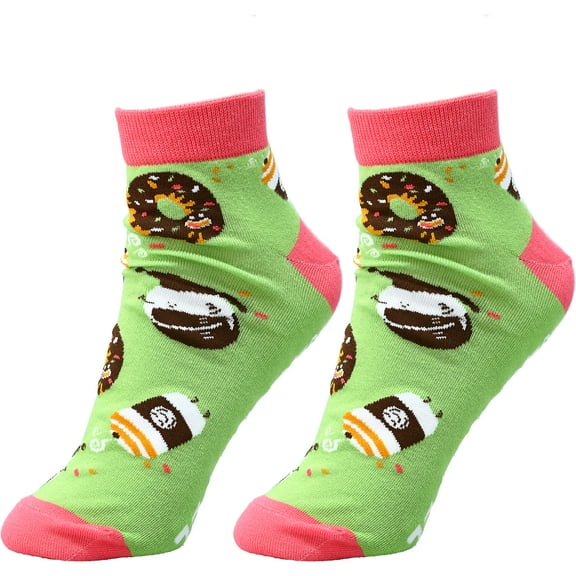 Pavilion Gift Company - Donut and Coffee - Cotton Blend Ankle Socks