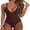Brown, variant on Women One Piece Swimsuits Tummy Control Slimming Bathing Suit Push Up V Neck Swimwear 2026 Beach Vacation Clothes Brown Large