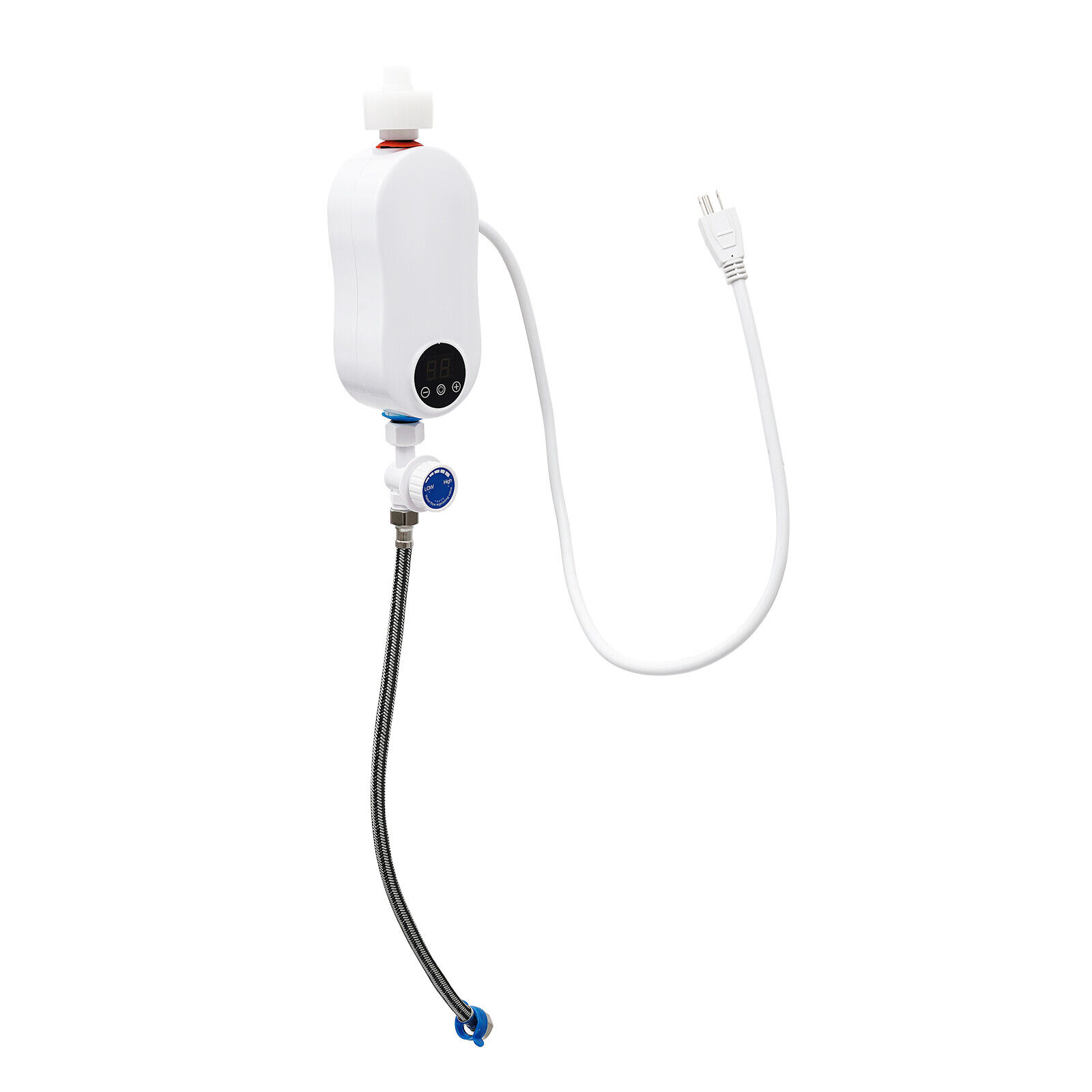 Miumaeov 110V 3500W Mini Electric Tankless Instant Hot Water Heater with Shower Head for Home Kitchen Bathroom White