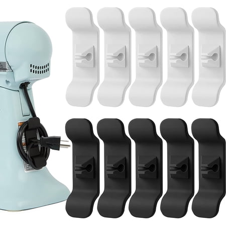 [10 PCS] Cord Organizers for Kitchen Appliances  Adhesive Winder Cable Organizer  Holder Home Mixer  Pressure Cooker  Coffee Maker and Air Fryer  Black/White