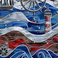 thumbnail image 5 of Orinice  Anchor Shower Curtain, Boat Near by The Lighthouse with a Steering Wheel of a Ship Compass and Waves on The Background Artwork, Cloth Fabric Bathroom Set with Hooks,  36x72, 5 of 7