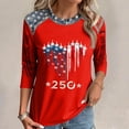 thumbnail image 4 of KDDYLITQ Womens 250th Anniversary Tshirt Causal Usa Star Stripes Crew Neck T-Shirts American Birthday Red White and Blue Fourth Of July Tees 250th Birthday Basic 3/4 Sleeve Tops Red 2XL, 4 of 5