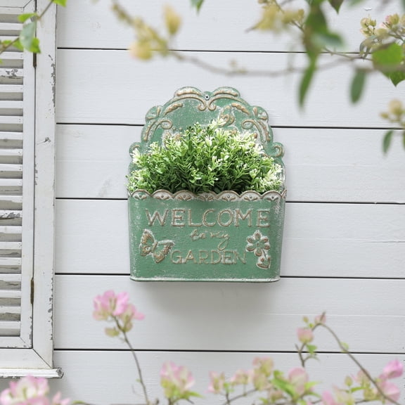 Rustic Metal Wall Planter for Outdoor/Indoor Plants, Fresh & Faux Flower,Farmhouse Wall Decor for Outside Porch Garden