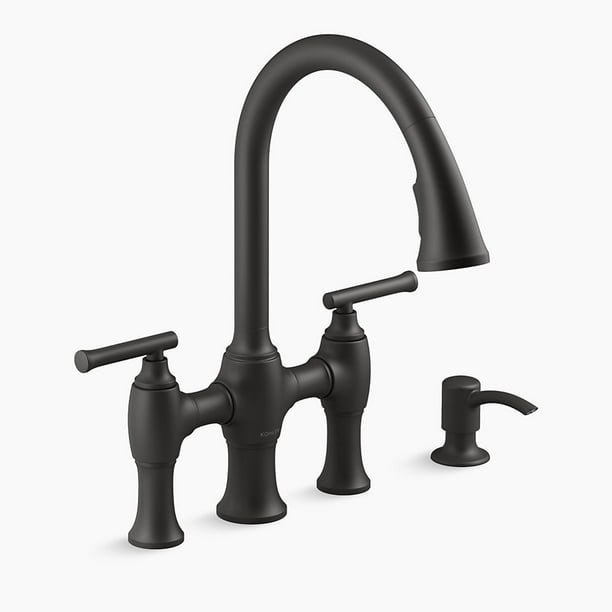 KOHLER Oresund Bridge Matte Black 2handle Pulldown Kitchen Faucet