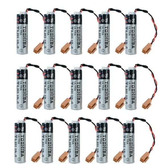 15PCS ER6V 3.6V PLC Battery with Brown Plug 2400mAh Replacement Lithium Battery (ER6VC119B,ER6VC119A) M64 System