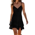 thumbnail image 3 of Afuyipoi Womens Cotton Linen Sleeveless V-Neck Dress With Pockets, Solid Color Belted A-Line Midi Dress, Soft Breathable Loose Casual Summer Dress For Women Black Size L, 3 of 8