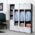 thumbnail image 2 of Cfowner 20 Cube Storage Shelves Organizer Stackable Plastic Shelves, with Hanging Rod White Doors and Black Panels, 2 of 7