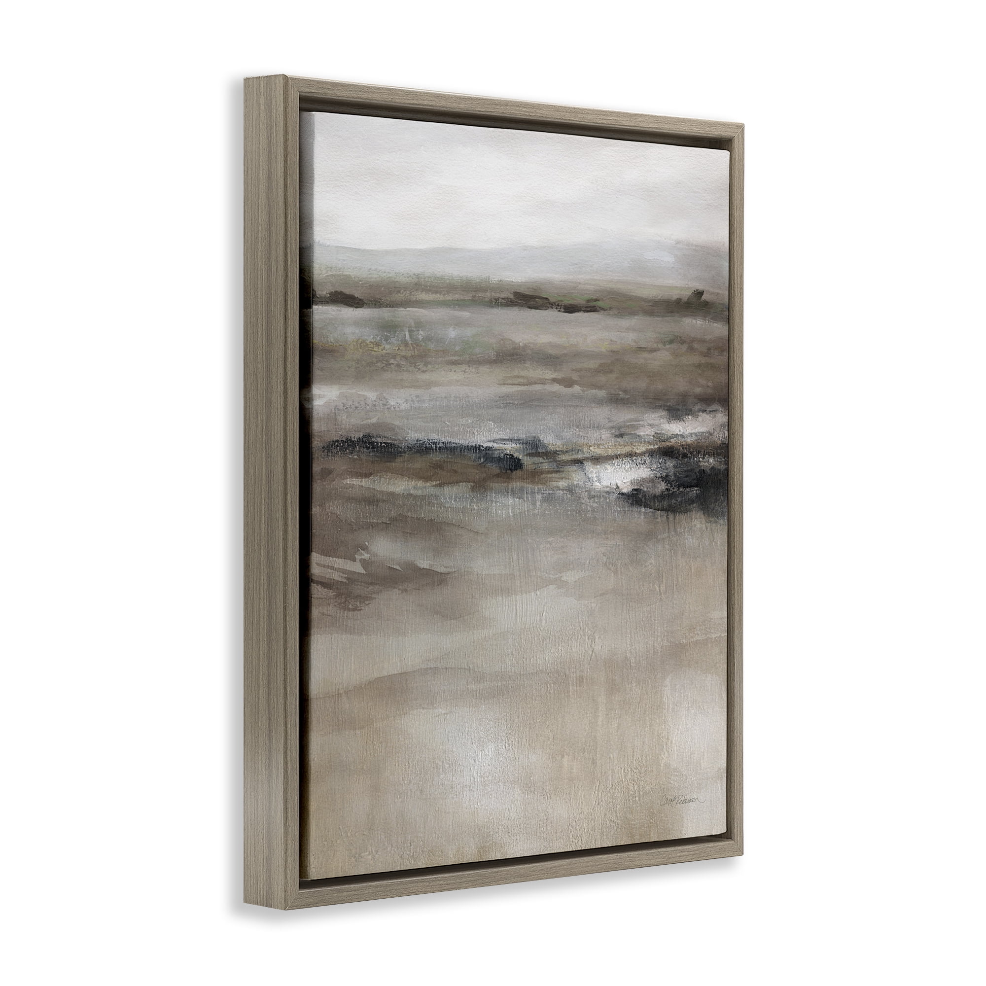 Stupell Industries Brown Desert Abstraction Abstract Painting Brown Floater Framed Canvas Art Print Wall Art, 17 x 21