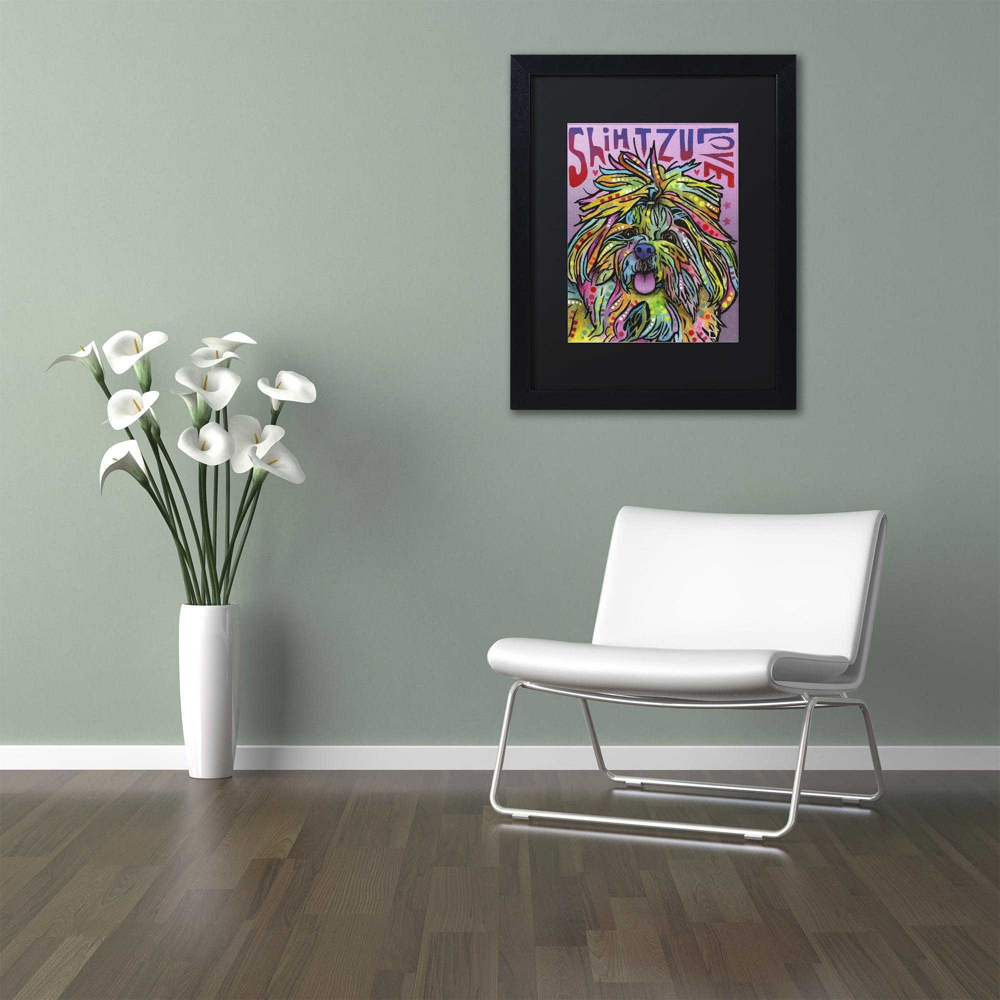 Trademark Fine Art 'Shih Tzu Luv' Black Framed Art by Dean Russo