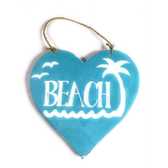 Wooden "Beach" Heart Sign 5" - Blue | #snd25103b