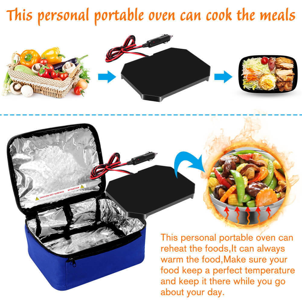  Car Food Warmer Portable 12V Personal Oven for Car Heat Lunch  Box with Adjustable/Detachable shoulder strap, Using for Work/Picnic/Road  Trip, Electric Slow Cooker for Food (Black)… : Home & Kitchen