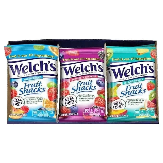 Welch's Fruit Snacks, Bulk Variety Pack with Mixed Fruit, Superfruit Mix, Island Fruits, Gluten Free, Bulk Pack, 2.25 oz (Pack of 16)