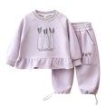 thumbnail image 7 of Mnyotv Baby Girl Fall Spring Clothes Cartoon Print Tops Casual Sweatpants 2Pcs Set Toddler Girls Outfits Size 5-6 Years, 7 of 7