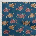 thumbnail image 4 of Soimoi Floral Printed, Poly Canvas Fabric, Decor Sewing Fabric by The Yard 56 Inch Wide,Decorative Fabric for Curtains Tote Bags, Teal Blue, 4 of 5