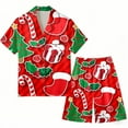 thumbnail image 2 of XDZJLR Mens Christmas Pajama Xmas Print Pajama Holiday Themed Cozy Outfit Festive Nights Relaxation Pjs Loungewear White S, 2 of 4