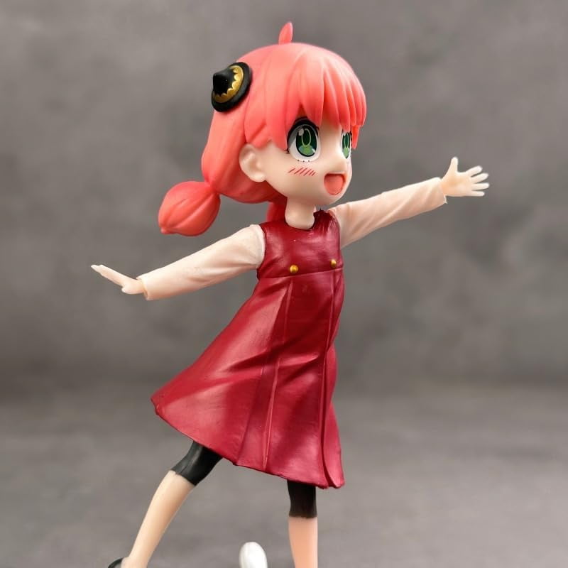 New Anya Figure, q Version red Leather Anya Forger Anime Figures 16cm/6.3inch Handmade PVC Cartoon Character Model Decoration Craft Gift