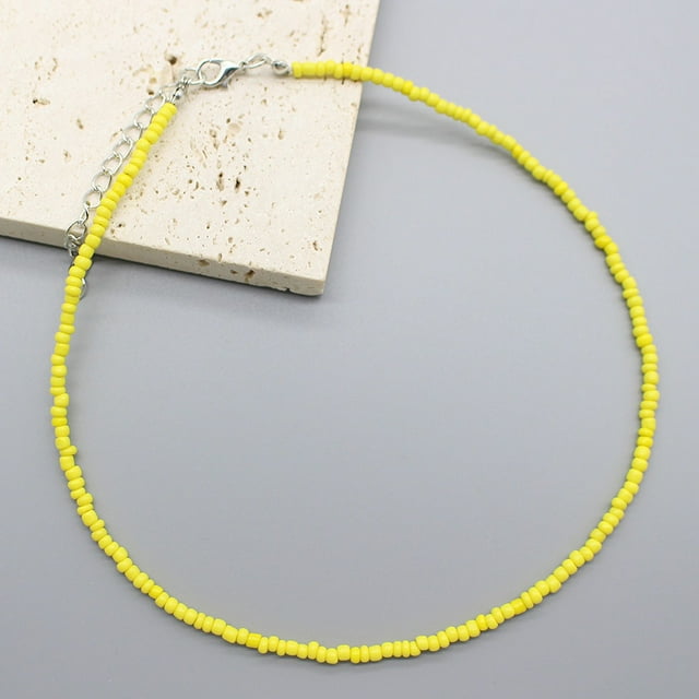 Collier Ras du Cou Simple Perles de Graines Femmes Charme Mode Coréenne Chaîne Col Boho Fait Main Bijou Cadeau
