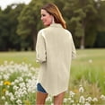 thumbnail image 5 of Effortless Solid Color Everyday Shirt, Long Sleeve Button-Up Top with Airy Loose Fit & Moisture-Wicking Comfort Technology,Beige M, 5 of 5
