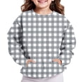 thumbnail image 4 of bbymog Plaid Sweatshirts for Teen Girls Boys Crewneck Long Sleeve Pullover Tops Boys Sweatshirt with Pocket Gray 10 Years, 4 of 7
