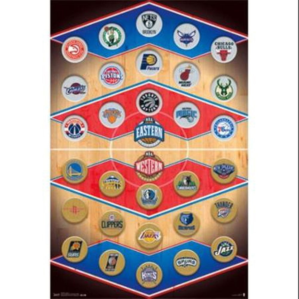 NBA Team Logos Court 22" x 34" Basketball Poster