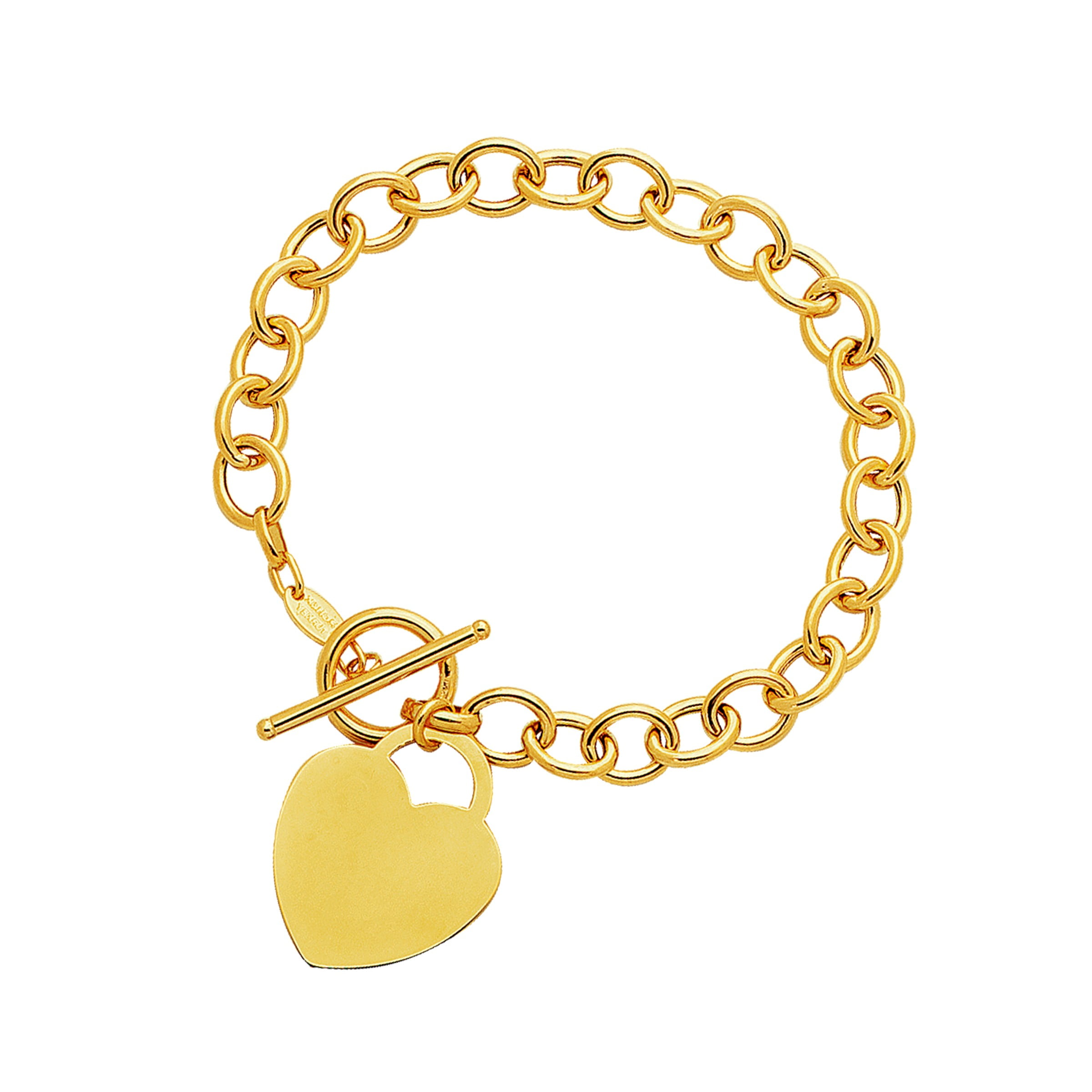 Toggle Bracelet with Heart Charm in 14k Yellow Gold Walmart Canada