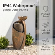 Vase Outdoor Water Fountain, 31.4''H Jar Waterfall Fountain with Warm LED Lights&Durable Pump for Yard, Porches, Home Décor,Garden,Office