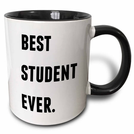 3dRose Best Student Ever, Black Letters On A White Background - Two Tone Black Mug,