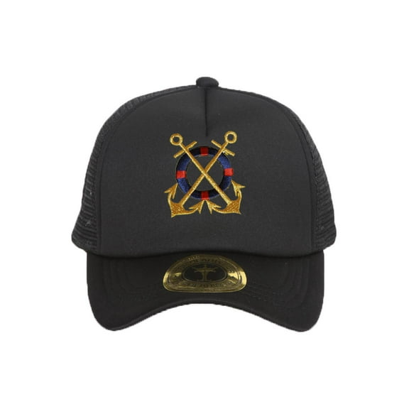 Golden Anchors Black Adjustable Trucker Hat
