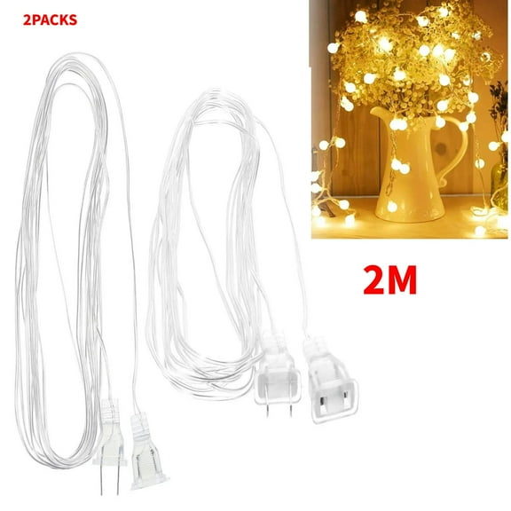 2PCS Clear Extension Cord Led- Male to Female Invisible Indoor Outdoo for Christmas Tree Lighting