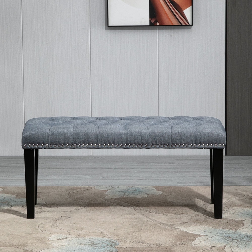 Abble 38" Wide Upholstered Entryway Bench, End of Bed Bench, Ottoman Bench - Gray