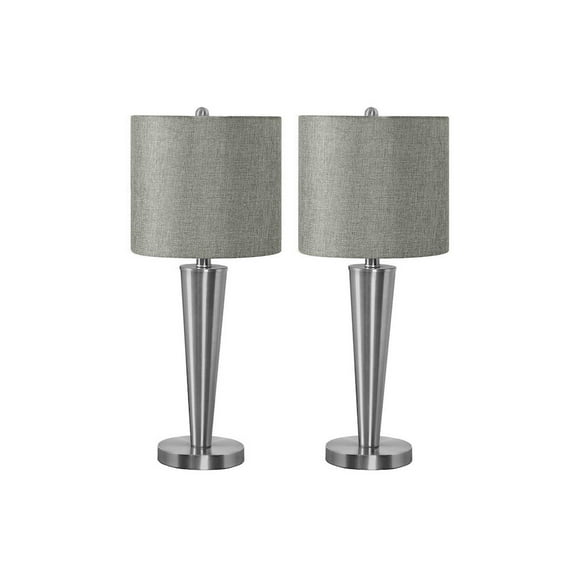 Lighting - Set of 2 - 24"h Table Lamps - USB Port - Nickel Metal - Gray Shade