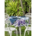 thumbnail image 3 of Outdoor Tablecloth with Umbrella Hole for Patio/Picnic/Party/Camping, Purple Flowers Waterproof Table Cloth Round Cover Washable, Spring Floral Leaves Plants Blue Plaid (Dia 60"), 3 of 8