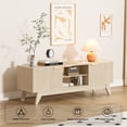 thumbnail image 4 of Jableast 57" Fluted TV Stand, Media Console Table with Adjustable Shelves & Power Outlet, Mid-Century Modern Entertainment Center for Living Room, Natural Wood, 4 of 9