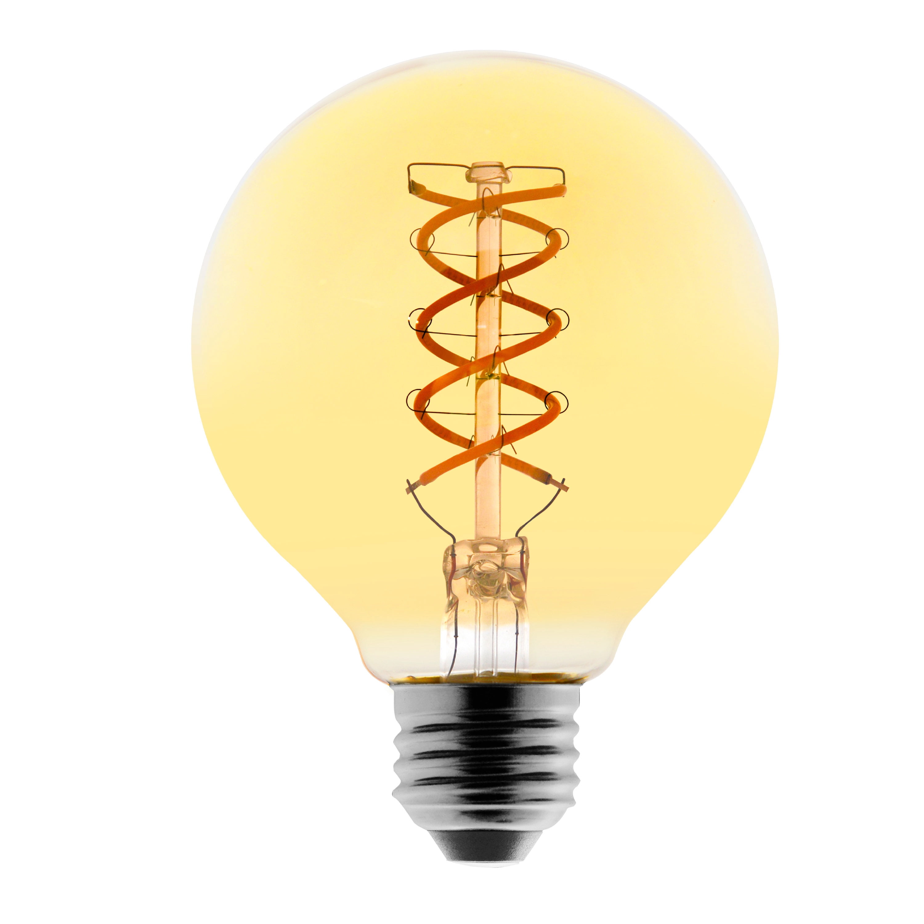 Better Homes & Gardens LED Vintage Light Bulb, G25 40W Eqv, Amber Spiral Filament, E26, Dim - 4 Pk