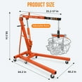 thumbnail image 3 of JoanKaren Hydraulic Engine Hoist,4400lbs Max Weight,Folding Engine Lift Shop Crane with Lever and 6 Steel Caster Wheels,Orange, 3 of 8