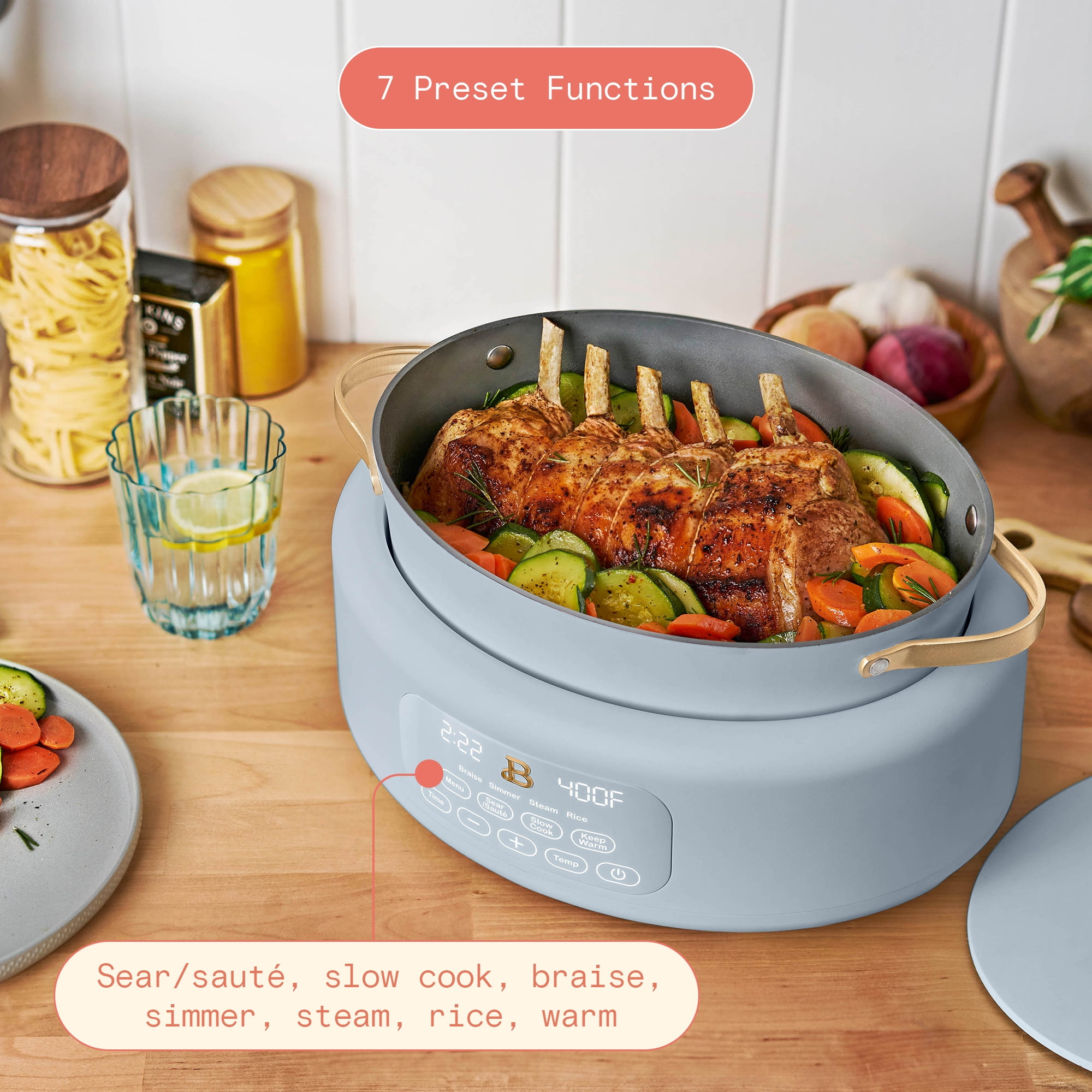 Beautiful 10 in 1, 6 Qt Electric Multi-Cooker, Cornflower Blue by Drew Barrymore