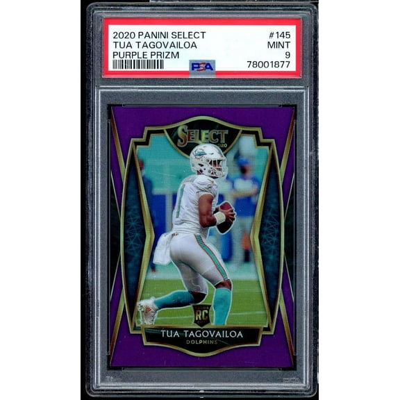 Tua Tagovailoa Rookie Card 2020 Panini Select Purple Prizm #145 PSA 9