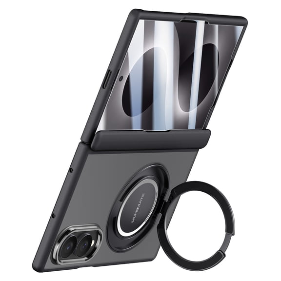 for Samsung Galaxy Z Fold 8 Case with Ring Stand and Finger Holder, [Compatible with MagSafe] [Front Screen Protector] Magnetic Ring Holder with Hinge Protection Case, Black