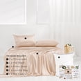 thumbnail image 6 of PROMEED 100% Pure Mulberry Silk Sheets 4pcs Set - Luxury Silk Bed Sheet Set Queen Size - Cooling Bed Set with Fitted Sheet, Flat Sheet and Pillowcases (Champagne, Queen), 6 of 6