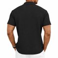 thumbnail image 5 of Men Polo Shirts Solid Color Summer Casual Knit Short Sleeve Button Down with Pattern Business Collar Breathable Golf Shirts for Men Black L, 5 of 7