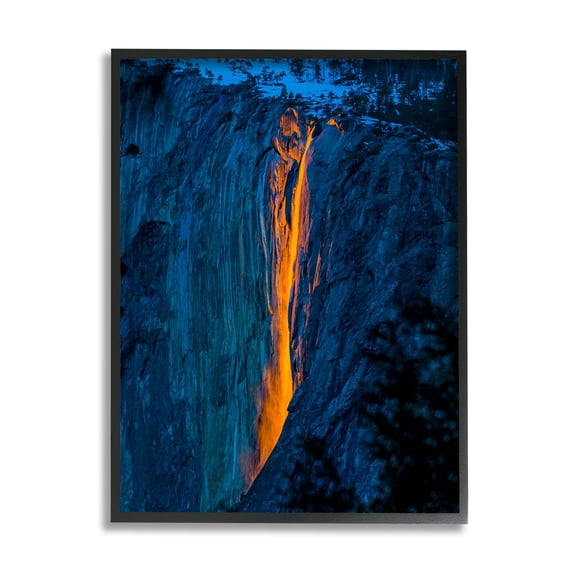 Stupell Industries Lava Flowing Snowy Mountain Side Rock Cliffs Photograph Black Framed Art Print Wall Art, Design by Steve Smith