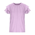 thumbnail image 5 of XIYON Girls T Shirts Girl Fashion Casual Top With Ruffle Hem And Pull String Detail Pure Color Short Sleeve Tee For Everyday Wear Casual Tshirts 10-11 Years, 5 of 5