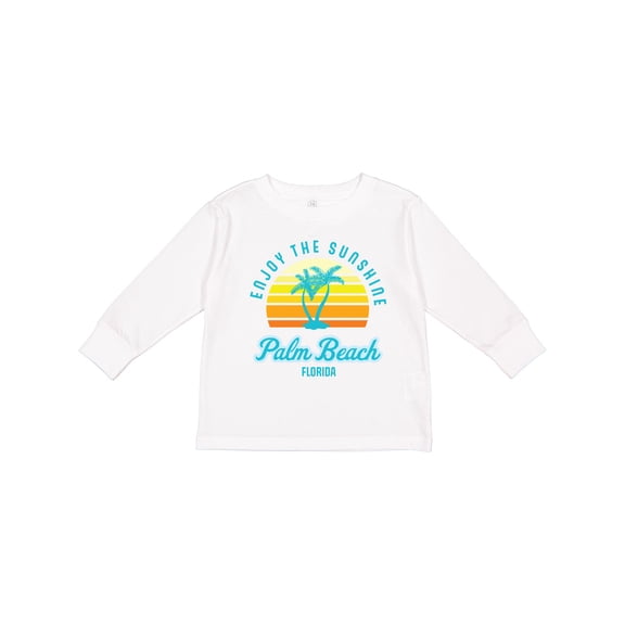 Inktastic Summer Enjoy the Sunshine Palm Beach Florida in Blue Boys or Girls Long Sleeve Toddler T-Shirt