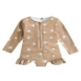 thumbnail image 1 of QJUHUNG Kid Baby Girls One Piece Swimsuit Long Sleeve Zipper Swimwear Ruffle Rashguard Bathing Suits Beachwear, 1 of 8