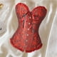 thumbnail image 5 of Mujeres cordones deshuesado grande Overbust Corset Top Gothic Corselet y rojo L L BLESIY Corsé con ribete de encaje floral, 5 of 8