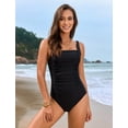 thumbnail image 2 of OBEEII Swimwear for Womens Summer Sleeveless Swimsuits with Beach Cover Up Sarong Skirt Plus Size Black Bathing Training Suit One Piece Sets for S-XXL, 2 of 8