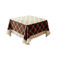 thumbnail image 2 of Christmas Square Tablecloth, Ruffled Christmas Plaid Polyester Blend Table Cover for Dining Table and Holiday Party, 31 x 31 in, 2 of 6